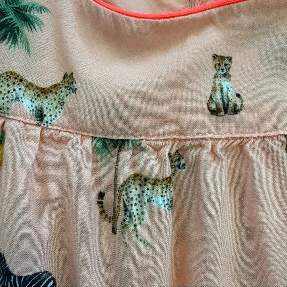 H&M Girls Pink Safari Pajama Set Size 5/6 Animal Print K. Kijan